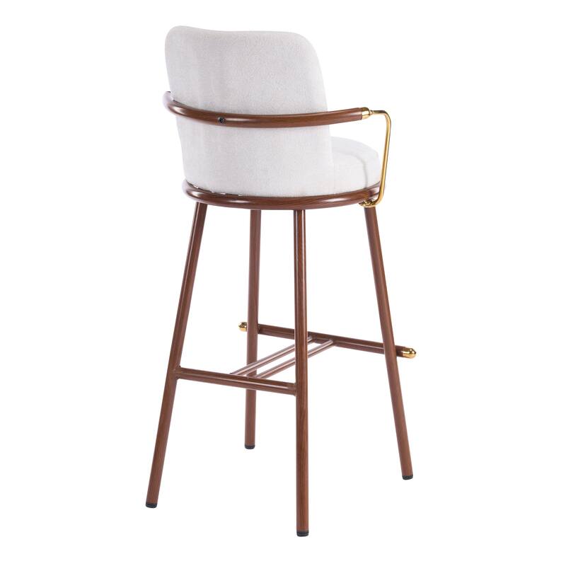Christopher Knight Home - Chaya Modern Upholstered Bar Stools with Metal Frame and Walnut Finish, Set of 2