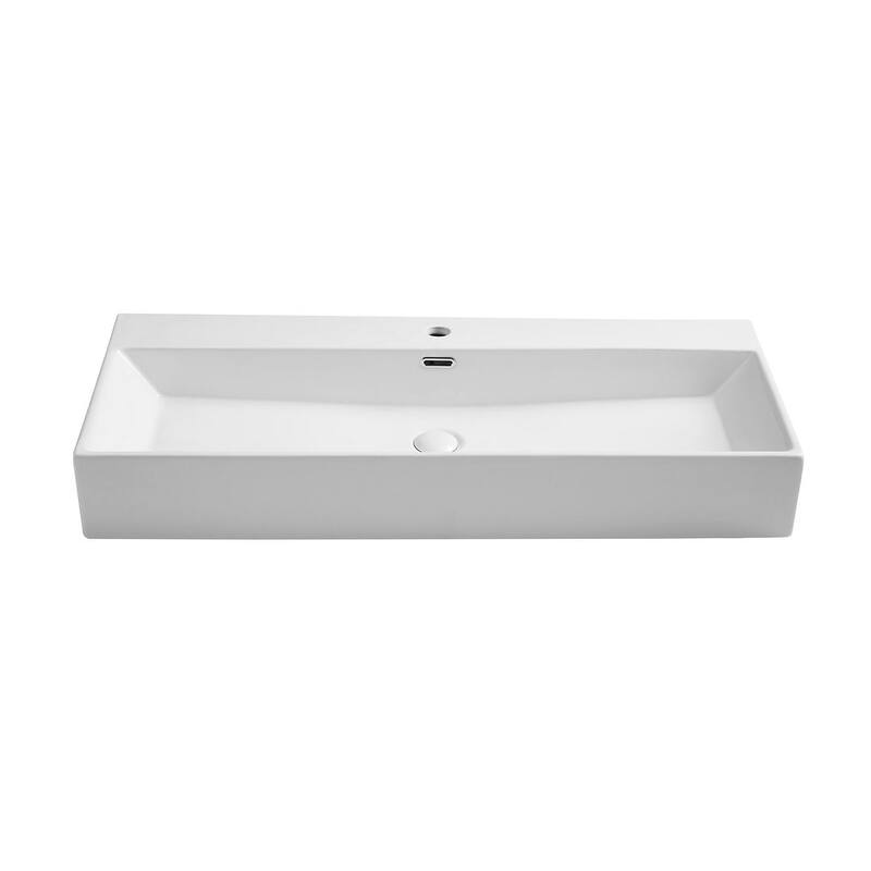 Eridanus 40" Elongated White Bathroom Vanity Trough Sink