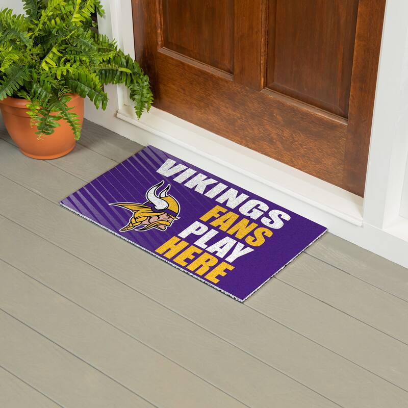 28 in. x 16 in. Minnesota Vikings "Fans Play Here" PVC Door Mat