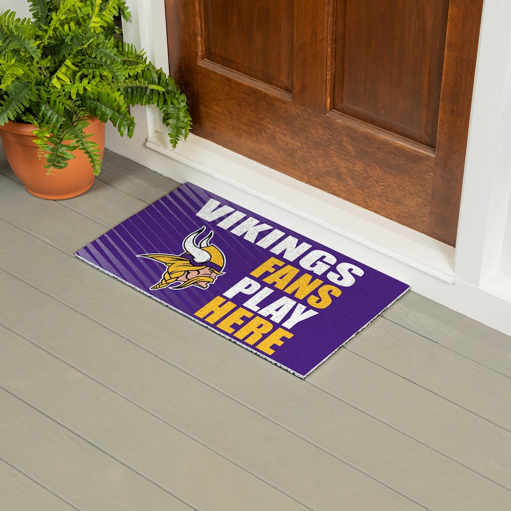 28 in. x 16 in. Minnesota Vikings "Fans Play Here" PVC Door Mat