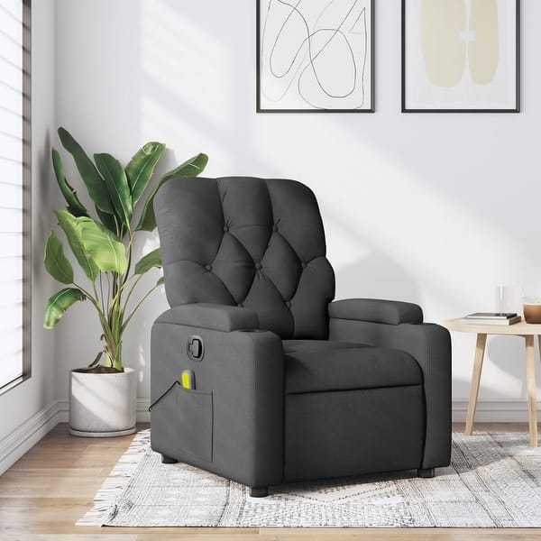 slide 2 of 10, vidaXL 6-Point Massage Recliner Chair, Adjustable Back & Footrest Dark grey