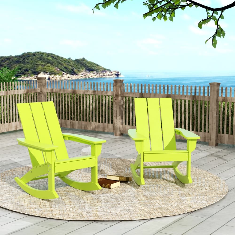 Shoreside Modern Eco-Friendly All Weather Poly Adirondack Rocking Chairs (Set of 2)