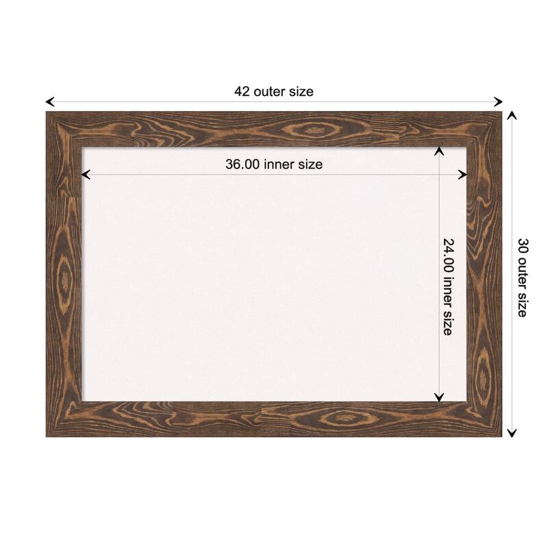 Bridge Wood Framed White Corkboard Bulletin Board - Bridge Brown - Board Size 36x24
