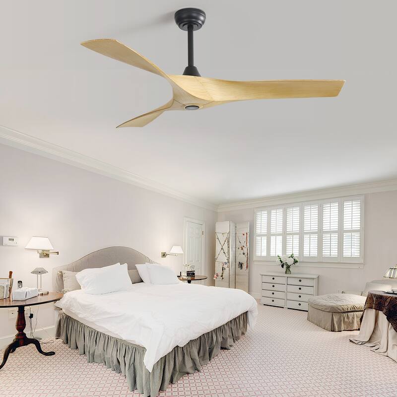 3 Blade Propeller Ceiling Fan for Living Room Bedroom, Indoor & Outdoor 52" Reversible Ceiling Fan with Remote, No Light, Black