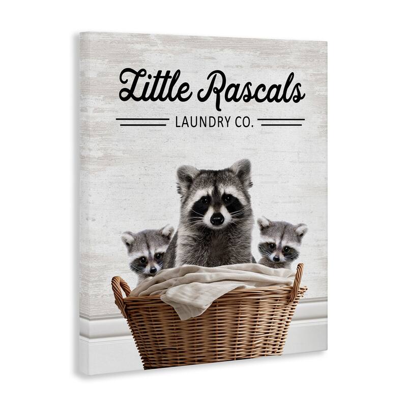 Stupell Little Rascals Laundry Raccoons Canvas Wall Art Design By Lettered and Lined