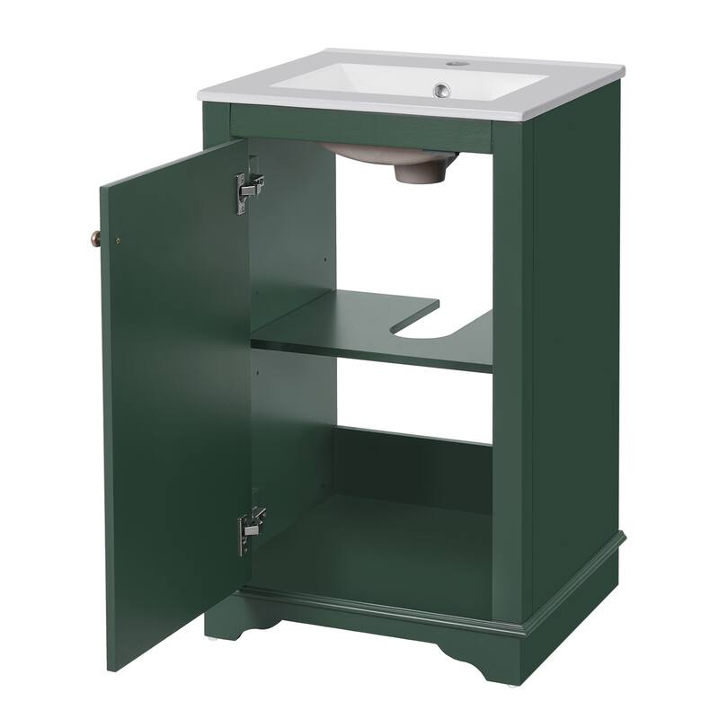 20" Modern Style Freestanding Single Bathroom Vanity with Ceramic Sink