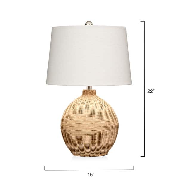 dimension image slide 2 of 3, Alden Decor Granada Rattan Table Lamp