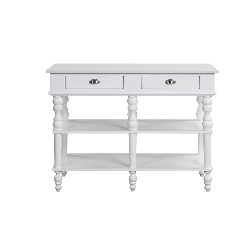 Leota White 2-Drawer Kitchen Island