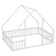 preview thumbnail 34 of 49, Wood House-Shaped Full Floor House Bed with Fence,Guardrails,Kids and Baby