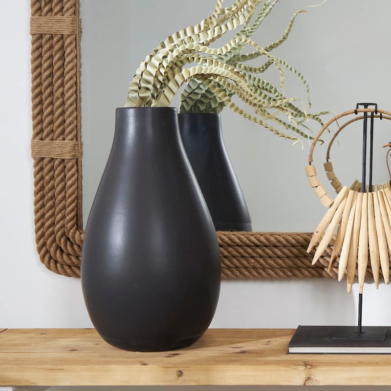 Black Ceramic Matte Decorative Vase - 12"W, 20"H - 12"W, 20"H - Black