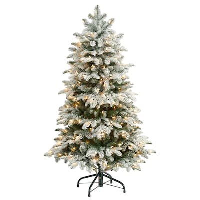 4' Flocked North Carolina Fir Christmas Tree with 250 Lights - 48