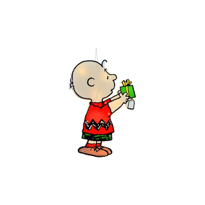 12" Peanuts 2 PC PreLit LED Holiday Window Décor Snoopy and Charlie Brown