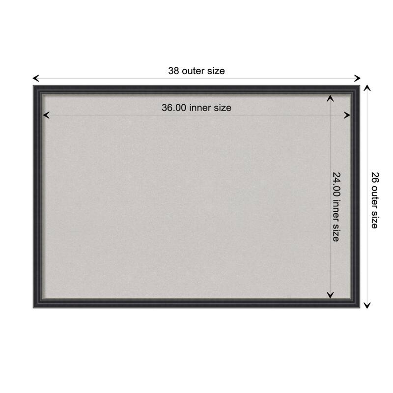 Stylish Black Wood Framed Grey Corkboard Bulletin Board - Board Size 36x24