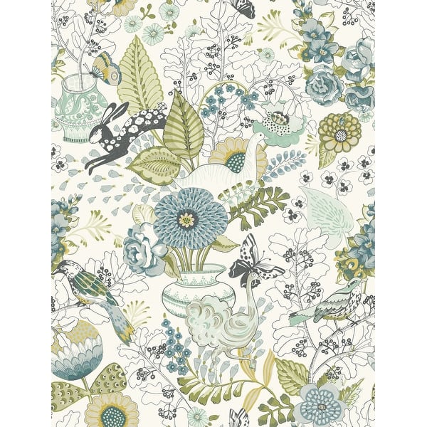 slide 2 of 4, Adams Multicolor Fauna Wallpaper Green
