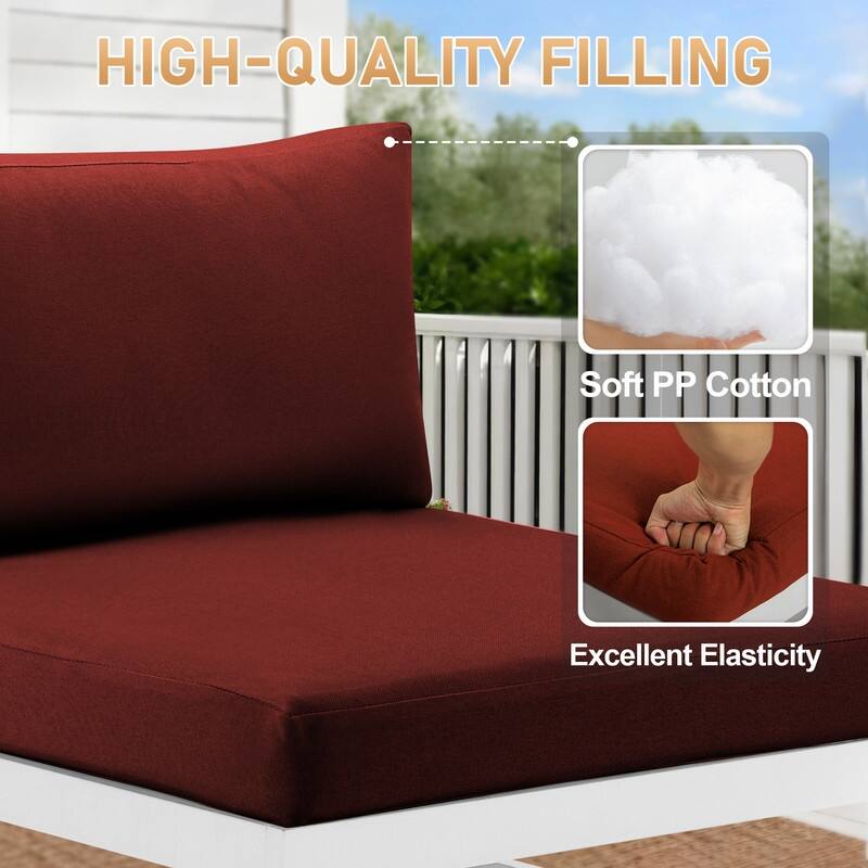 FINCATI Outdoor Furniture Aluminum Patio Set White Aluminum Outdoor Sofa with Thick Cushions and 29 Inch Deep Seat