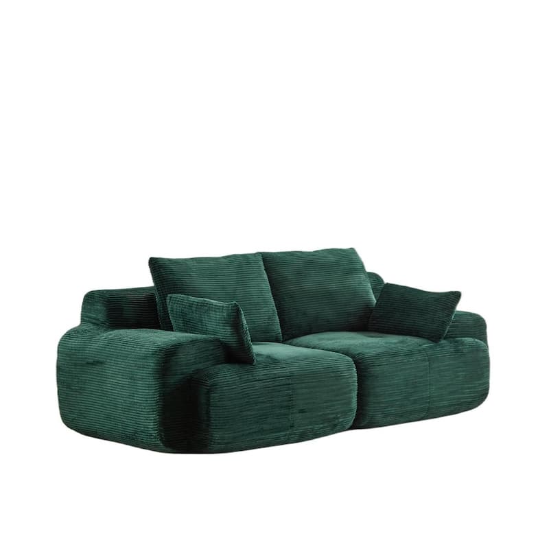 Oversize Memory Foam Compressed Deep Seat Couch Loveseat Sofa Pet-Friendly Corduroy 2 Seater Modular Sectional Sofa, No Assembly