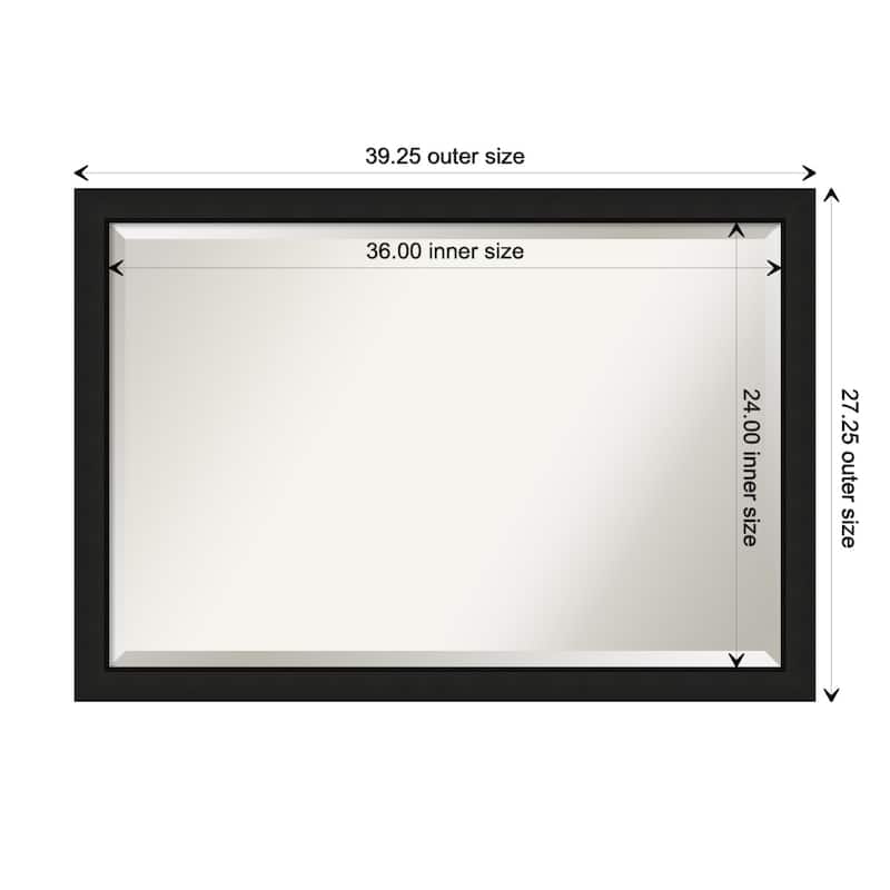 Midnight Black Narrow Beveled Wood Framed Wall Mirror - Midnight Black Narrow - Glass Size 36x24