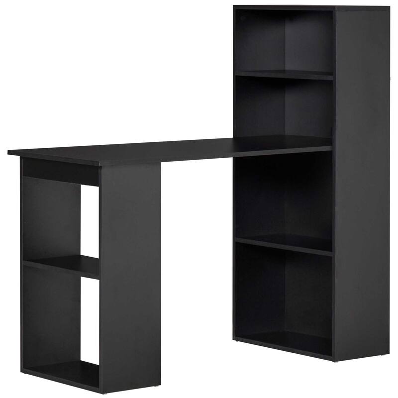 Modern Computer Office Desk with 6 Tier Storage Shelves and Side Converged Cabinet, for Home Office or Bedroom