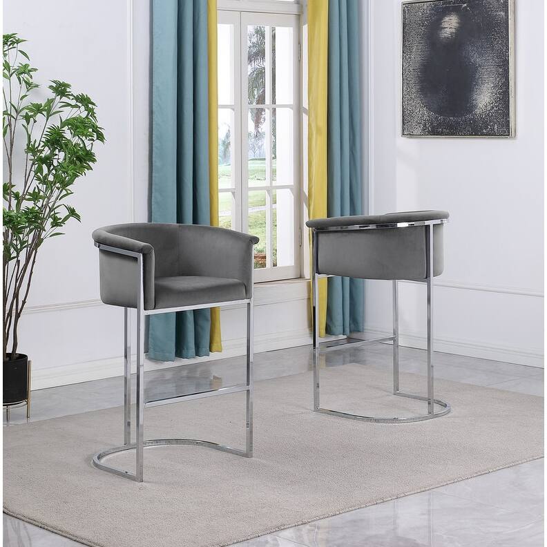 Best Quality Furniture Upholstered Counter Height Chair - Dark Gray and Silver