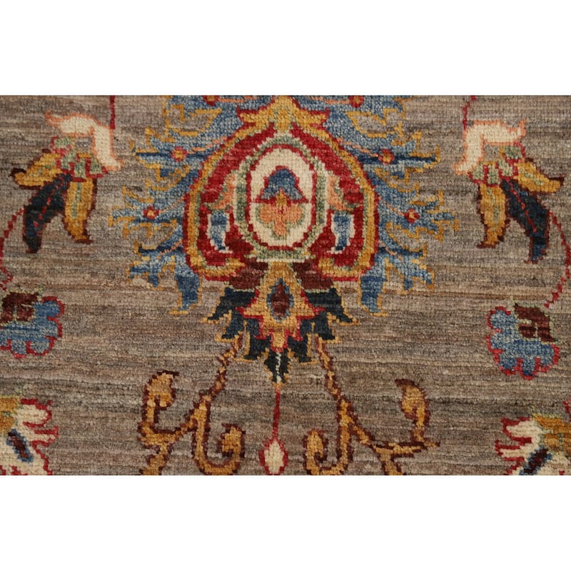 Brown Vegetable Dye Ziegler Oriental Rug Hand-Knotted Wool Carpet - 3'11" x 6'1"
