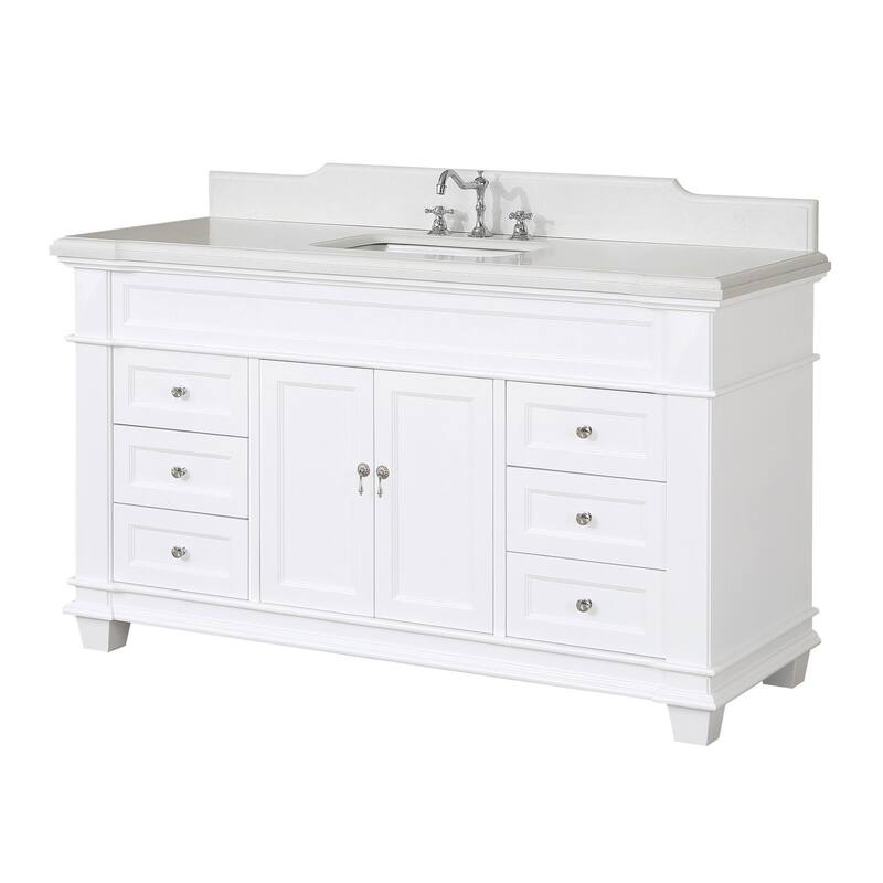 KitchenBathCollection Elizabeth 60" Single Bathroom Vanity with Quartz Top