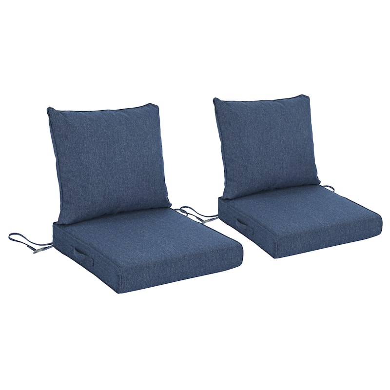 Aoodor Outdoor Deep Seat Cushion Set, Waterproof Patio Furniture Cushions with Adjustable Straps & Removable Cover, Set of 2 - 23"x26" - Navy Blue