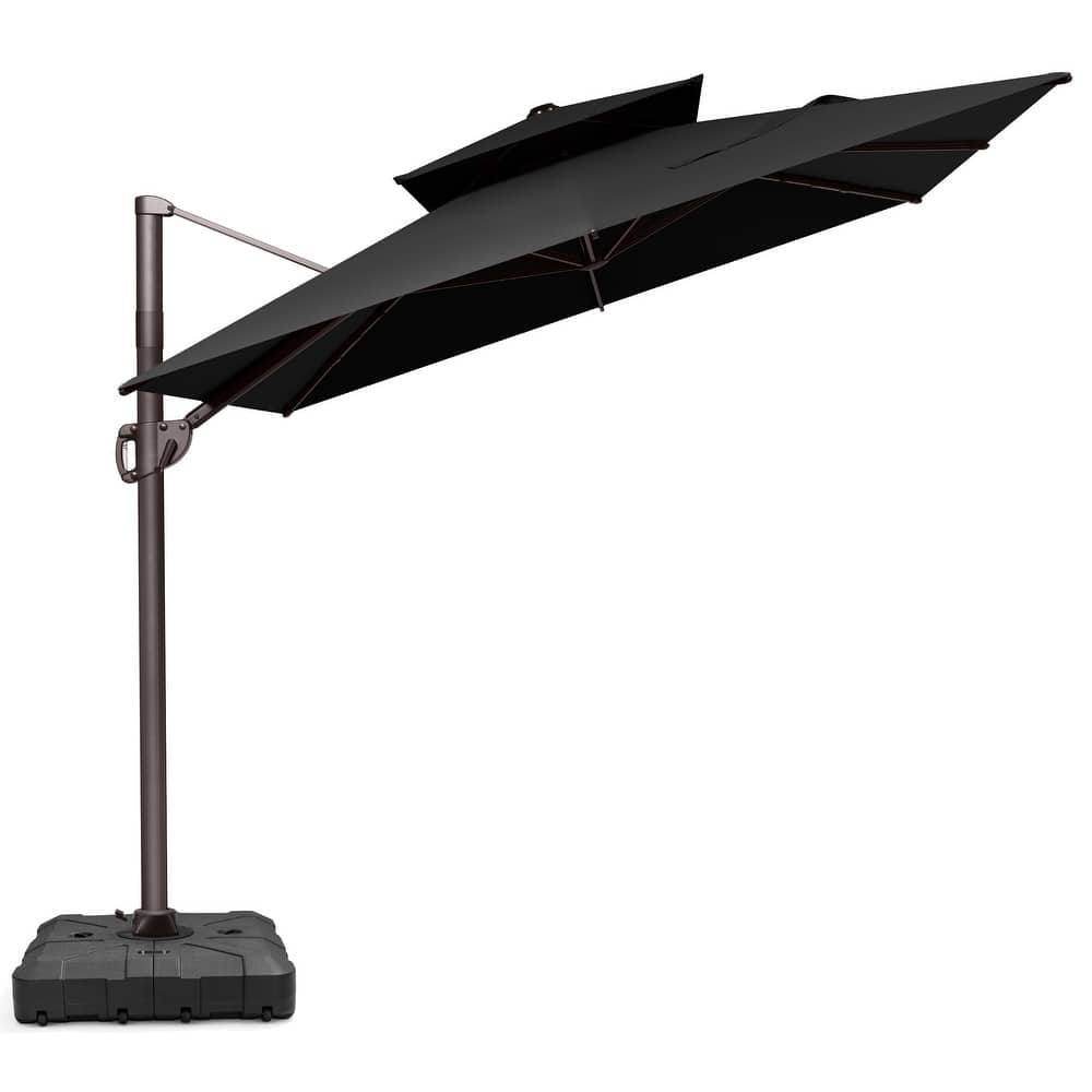 VredHom 9x11 FT Outdoor Patio Aluminum Double Top Cantilever Umbrella with Wheel Base