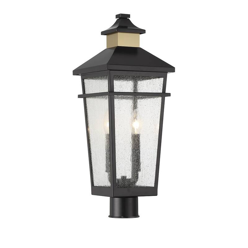 Savoy House 5-718 Kingsley 2 Light 23" Tall Post Light - Matte Black / Warm Brass