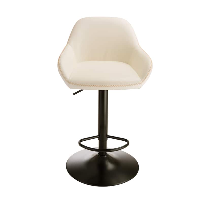 Glitzhome Mid-Century Height Adjustable Faux Leather Swivel Counter Bar Stools