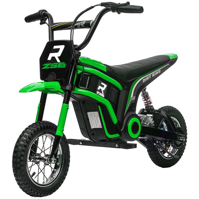 24V Teen Electric Motorcycle with Manual Throttle, Music, Horn, Pneumatic Wheels, 6.2-14.9 mph Speed, for Ages 13+