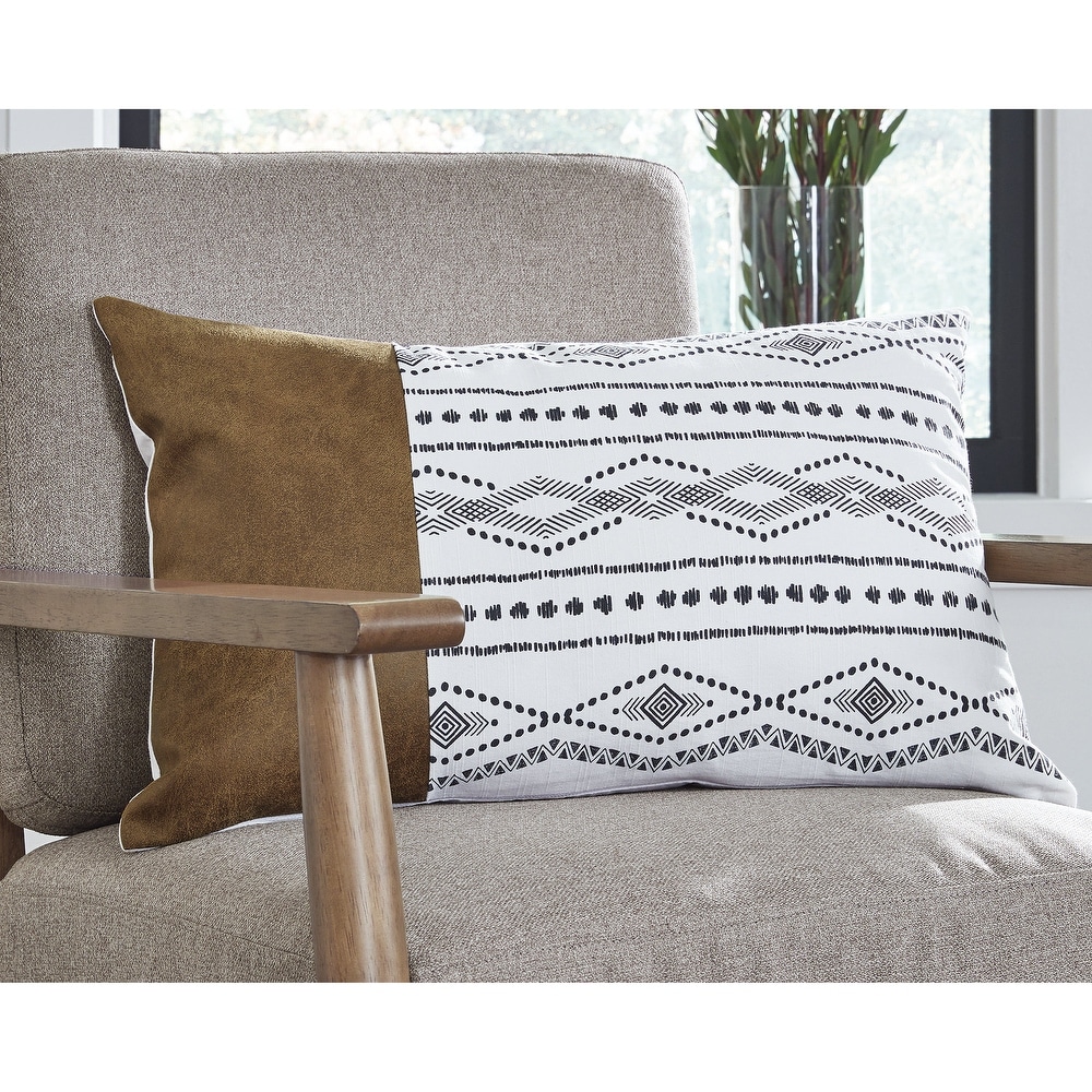 Signature Design by Ashley® Longsum 4-Piece Black/White/Honey Throw Pillow  Set