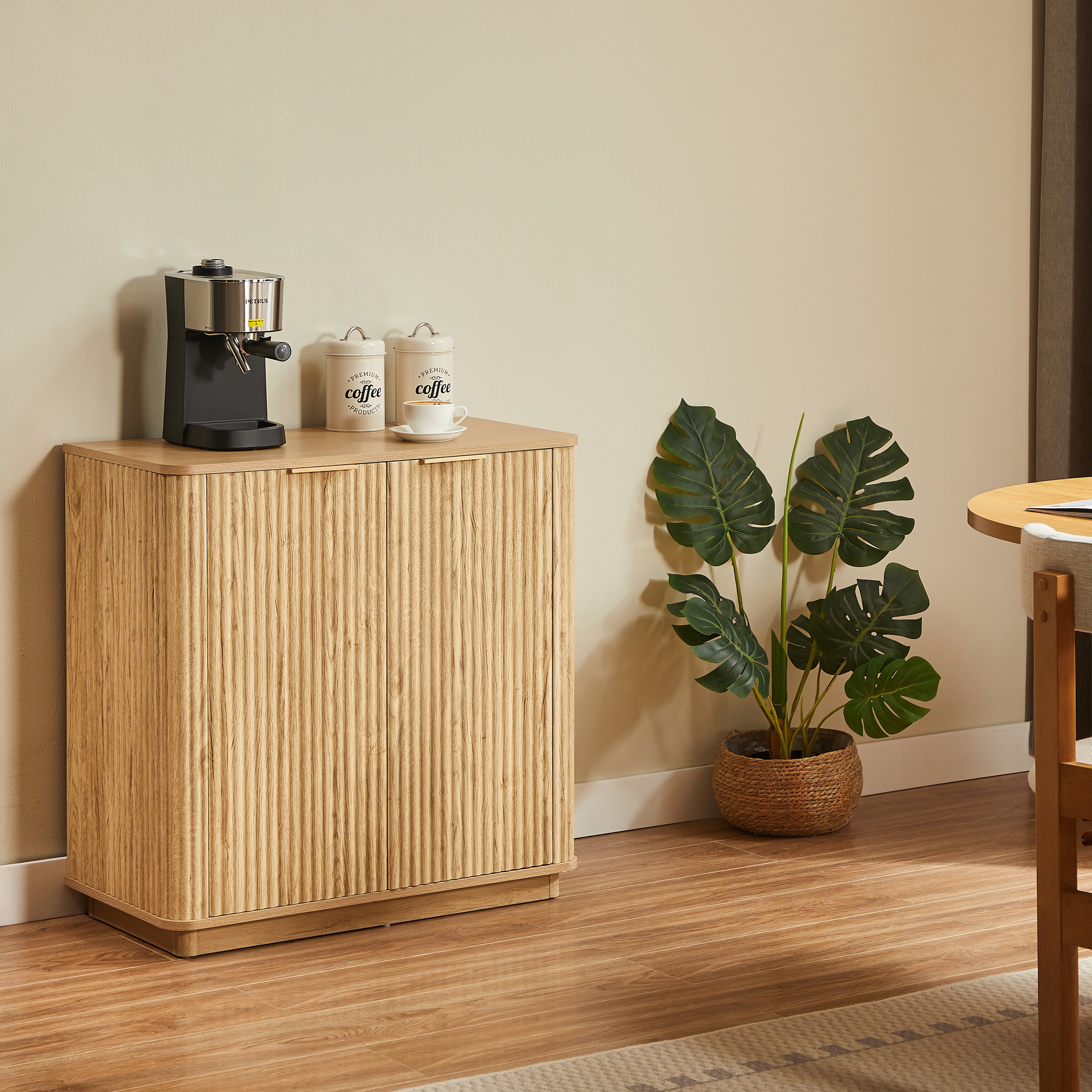 31.5'' Buffet Cabinet Sideboard with Storage Curved wave Design for Bedroom