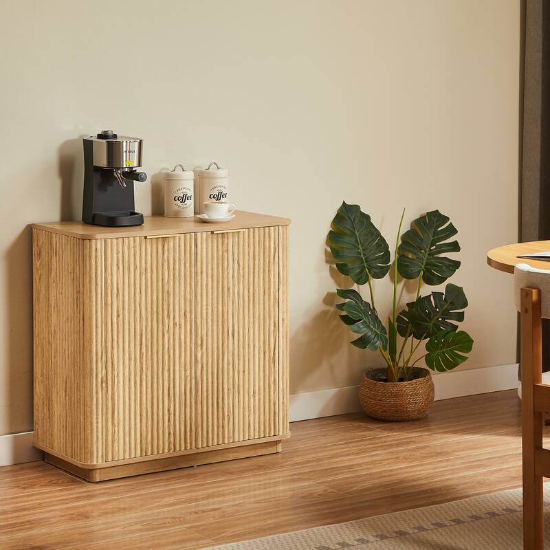 Anmytek Kitchen Buffet Cabinet Sideboard with Storage Curved wave Design for Dining Room,Bedroom,Hallway