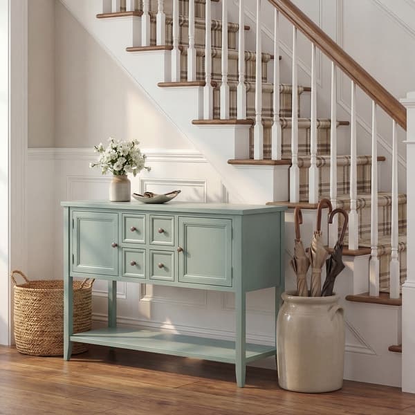 slide 2 of 7, SAFAVIEH Brighton French Blue Finish Storage Sideboard - 45.7" x 15" x 34"