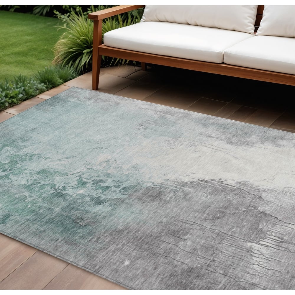 HomeRoots Abstract Transitional Rectangle Outdoor Rug