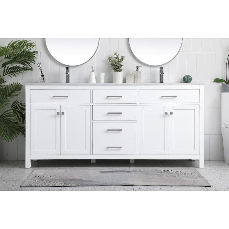 Prestige 54 - 72 Inch Double Bathroom Vanity - 72 Inches - White
