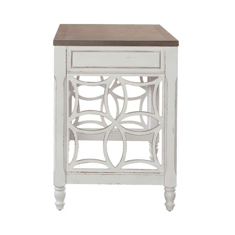 Magnolia Manor Antique White Weathered Bark L Writing Desk