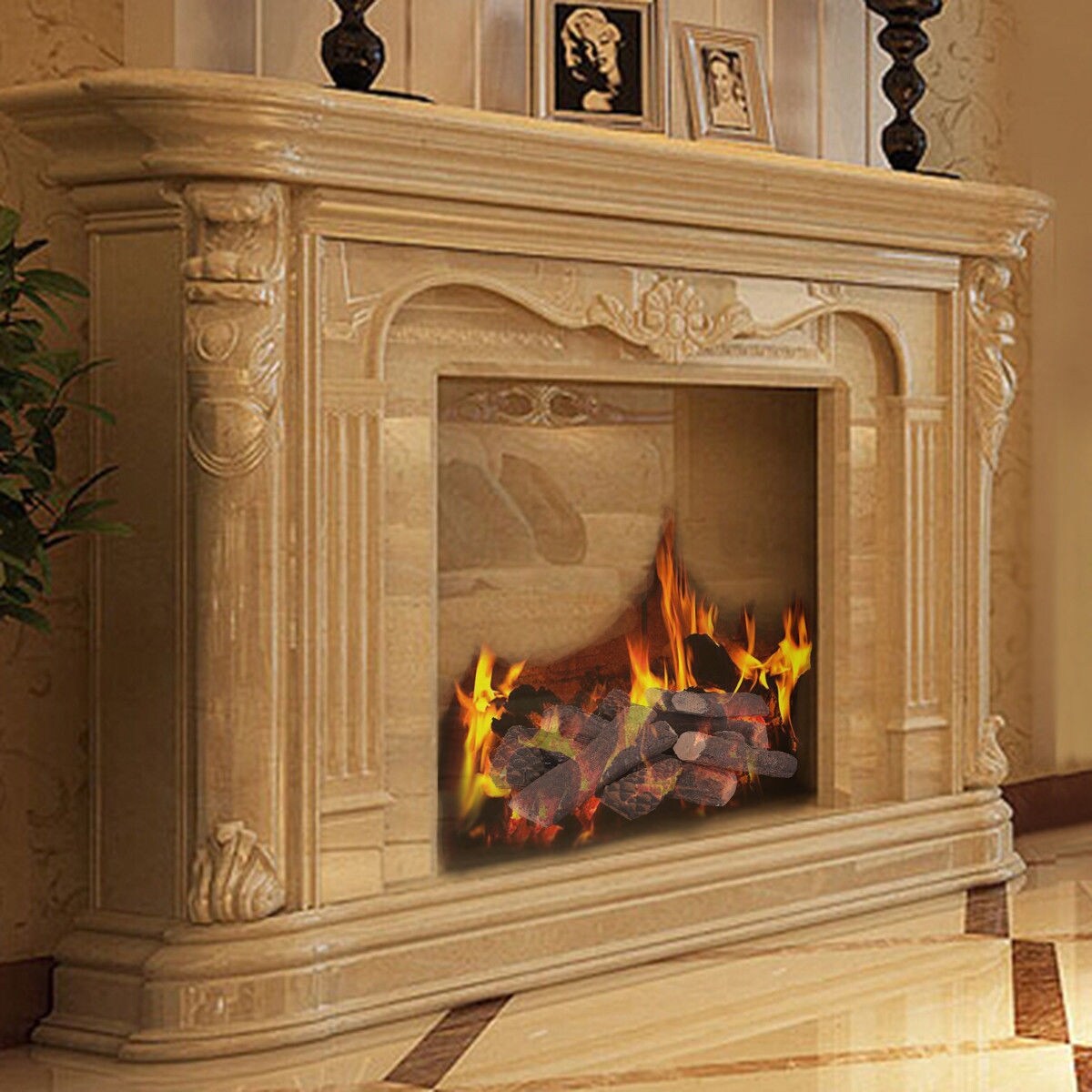 Shop Costway 9pcs Ceramic Wood Gas Log Set Fireplace Imitation