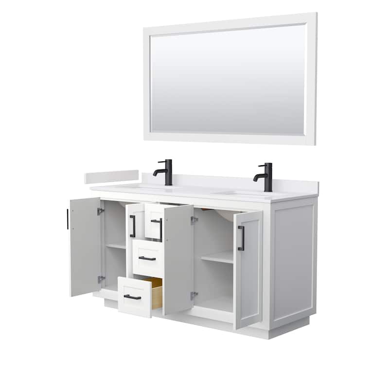 Miranda Bathroom Vanity Set, Cultured Marble Top, 58-Inch Mirror