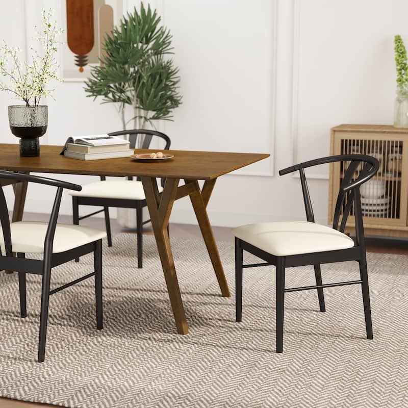 Roundhill Furniture Lavin Curved Back Dining Chairs, Set of 2