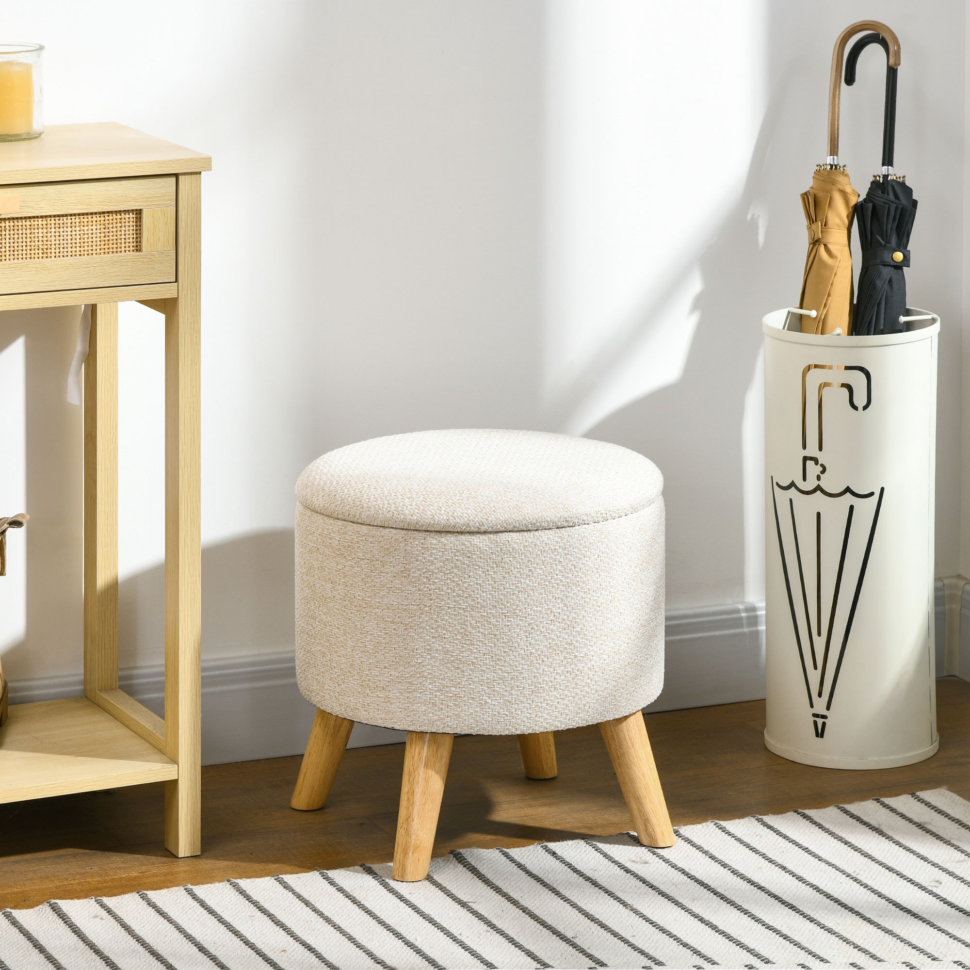 Padded footstool with storage discount