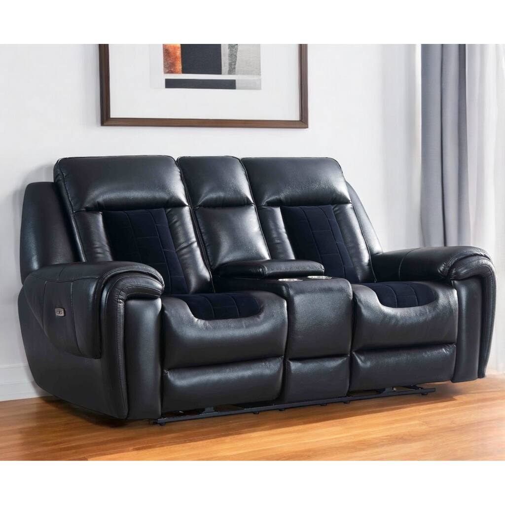 79" Black Power Reclining Loveseat With Storage