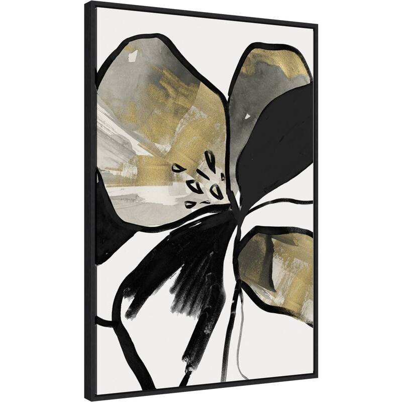 Yellow Botanical II by PI Studio Framed Canvas Wall Art Print - Sylvie Black