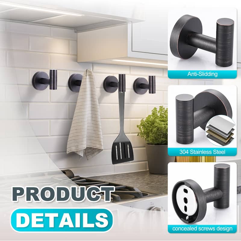 WOWOW Stainless Steel J-Hook Robe/Towel Hook 4 PCS