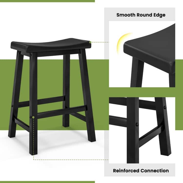 Set of 2 Classic 24 Inch Backless Counter Height Stools for Kitchens - 18" x 14" x 24" (L x W x H)