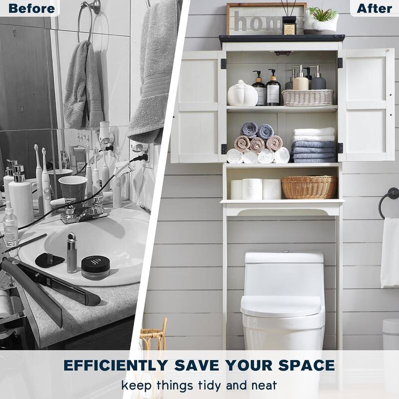 Farmhouse Over The Toilet Storage Cabinet, 67" Tall Bathroom Cabinet
