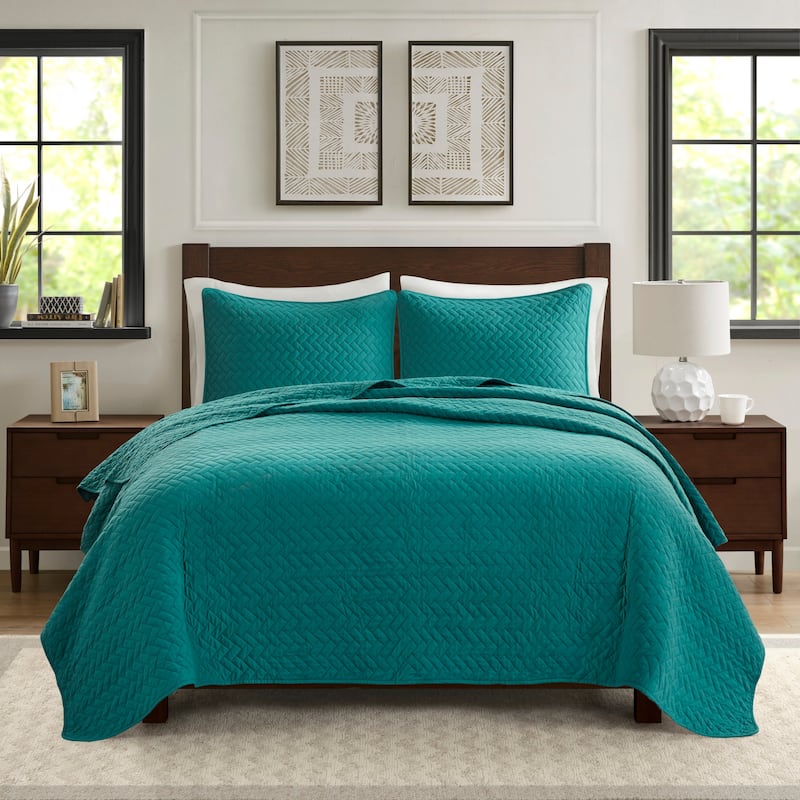 Madison Park Signature Bennett Place Velvet Touch Oversized Quilt Set - Queen