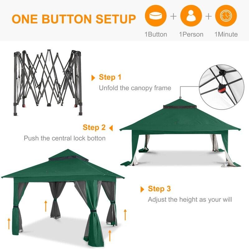ABCCANOPY 13'x13' Pop Up Gazebo with Mosquito Netting - 13ftx13ft