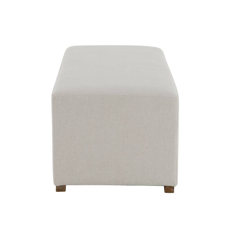 Christopher Knight Home - Lundquist Fabric Simple White Long Ottoman with Silent Base