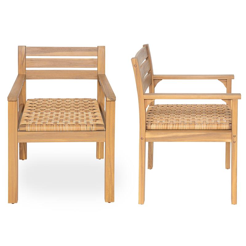 Christopher Knight Home - Rustic Outdoor Acacia Wood Dining Armchair Set (Set of 2)